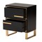 Baxton Studio Giolla Contemporary Glam and Luxe Black Finished Wood and Gold Metal 2Drawer Nightstand 221-12456-ZORO - alternate 7